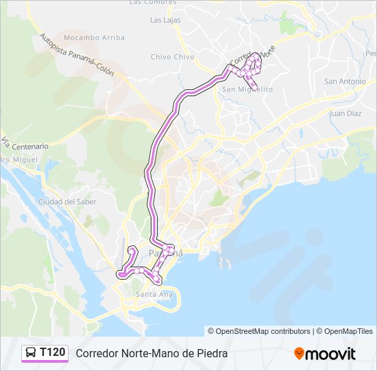 T120 Bus Line Map