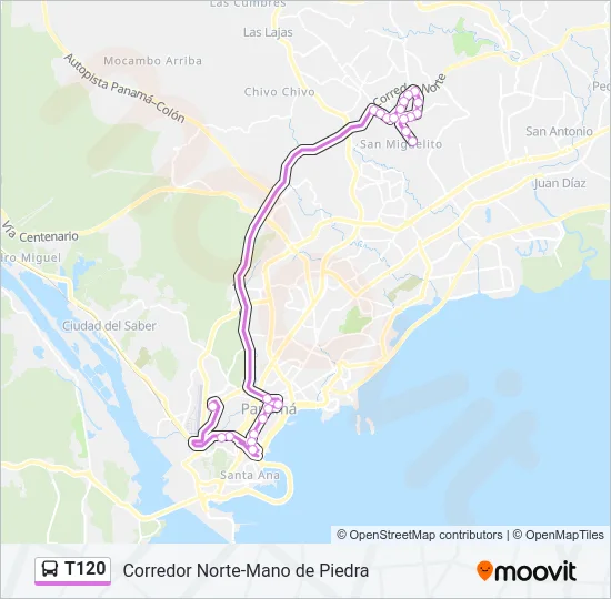 T120 Bus Line Map