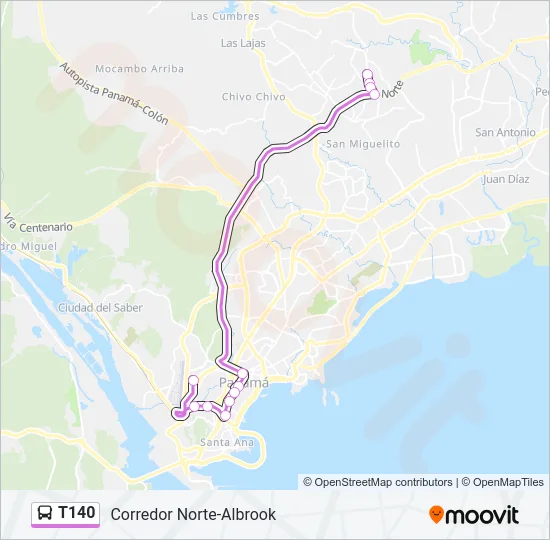 T140 Bus Line Map