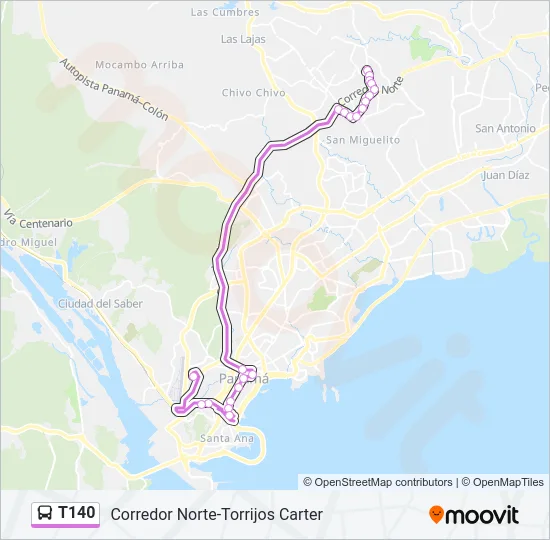 T140 Bus Line Map