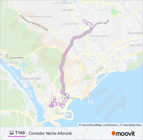 T160 Bus Line Map