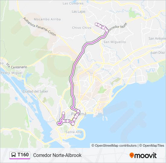 T160 bus Line Map