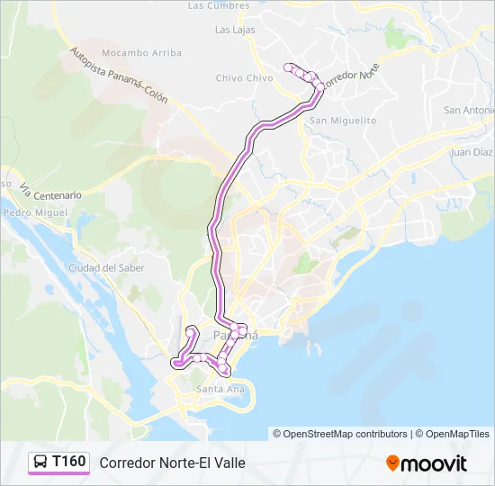 T160 Bus Line Map