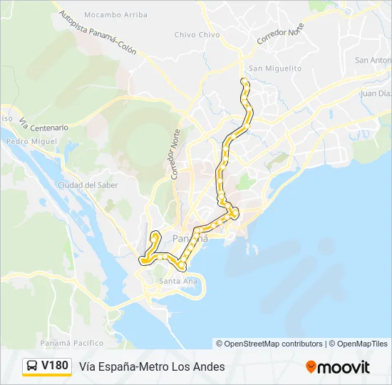 V180 Bus Line Map