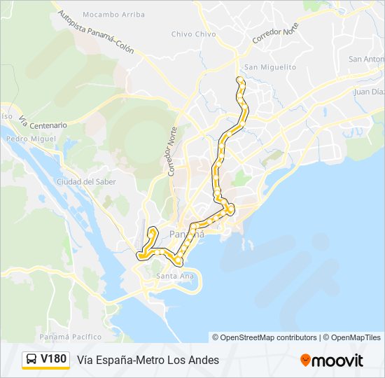 V180 bus Line Map