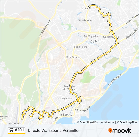 Mapa de V201 de autobús