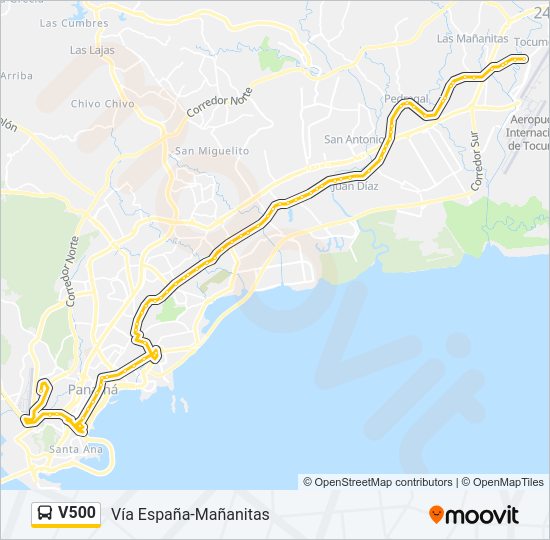 Mapa de V500 de autobús