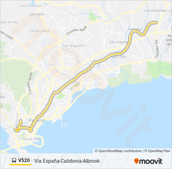 Mapa de V520 de autobús