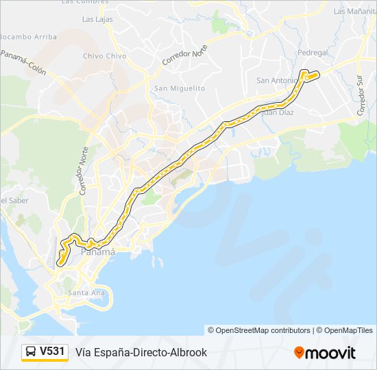 Mapa de V531 de autobús