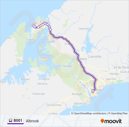 Mapa de B001 de autobús