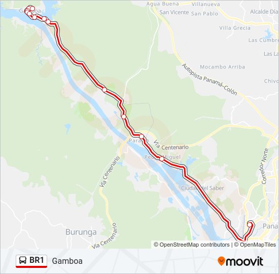 Mapa de BR1 de autobús