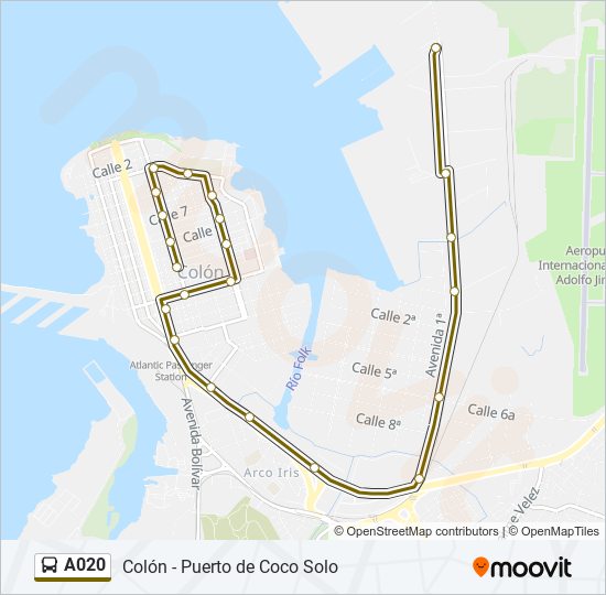 Mapa de A020 de autobús