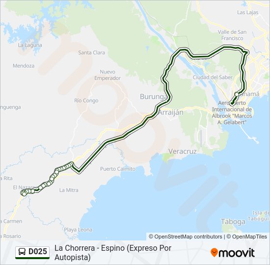 Mapa de D025 de autobús