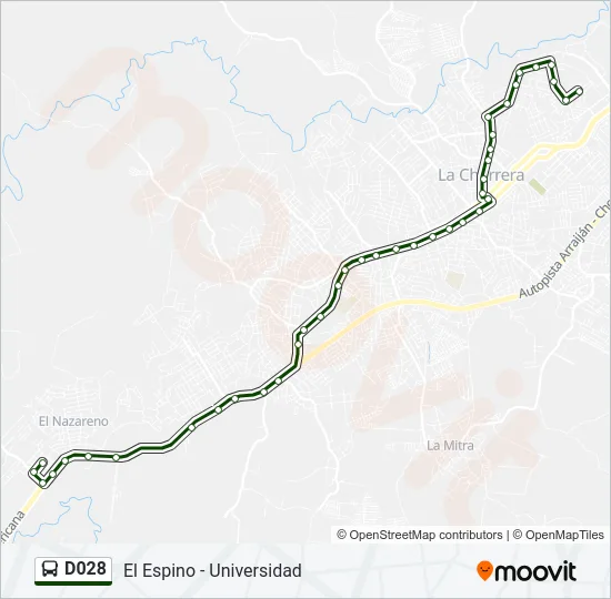 Mapa de D028 de autobús