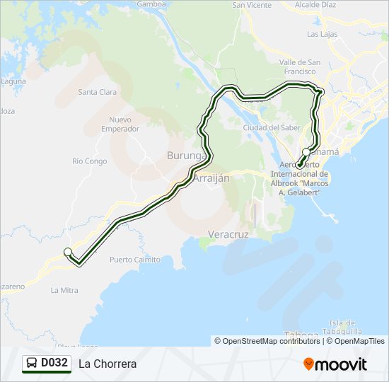 Mapa de D032 de autobús