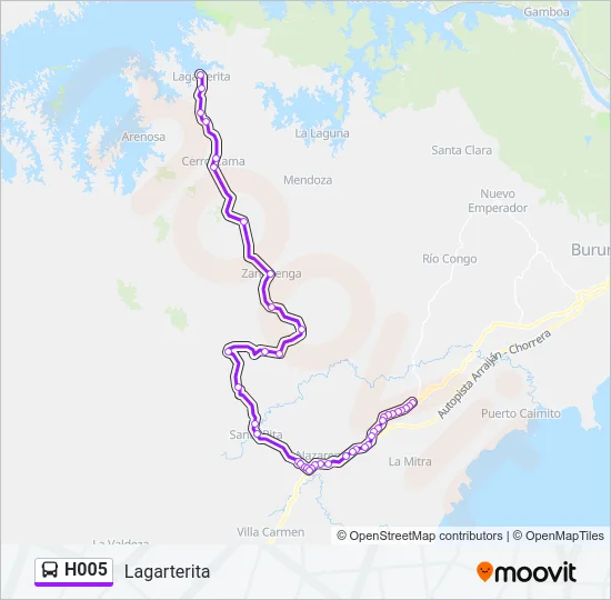 Mapa de H005 de autobús