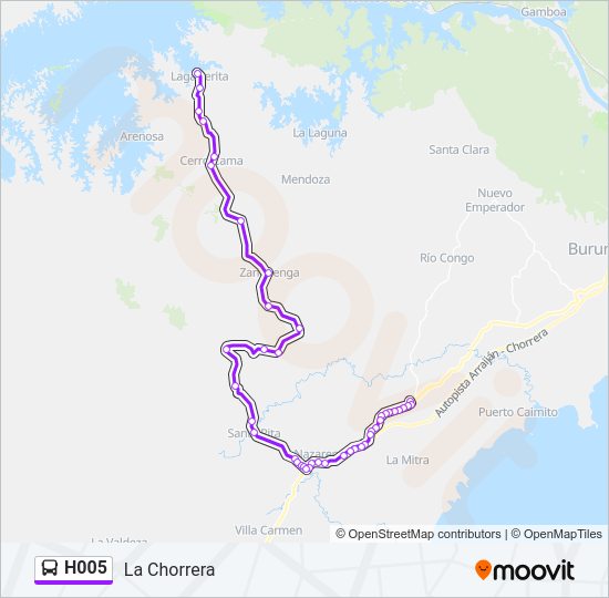 Mapa de H005 de autobús