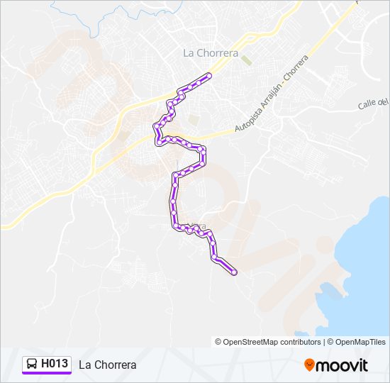 Mapa de H013 de autobús