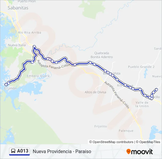 A013 Bus Line Map
