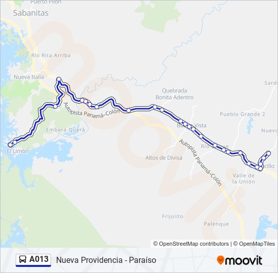 A013 bus Line Map
