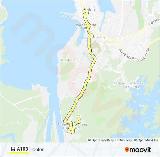 A103 Bus Line Map