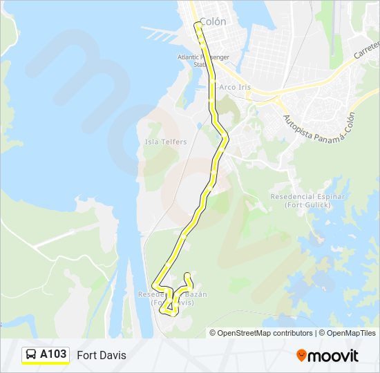 Mapa de A103 de autobús