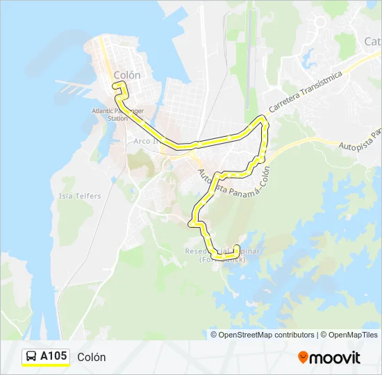 A105 Bus Line Map