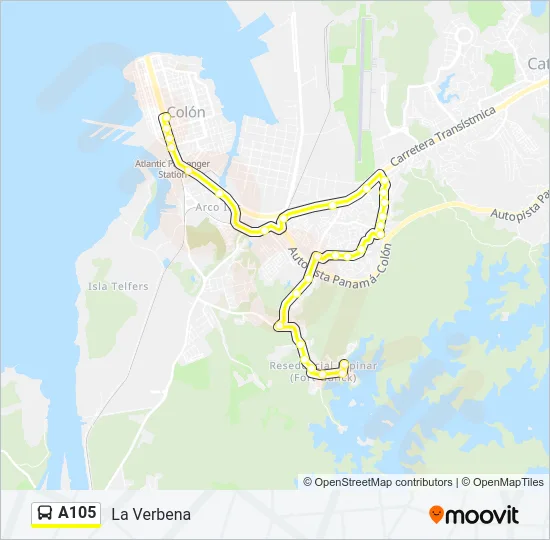 A105 Bus Line Map