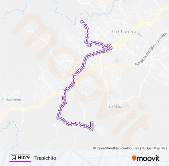Mapa de H029 de autobús