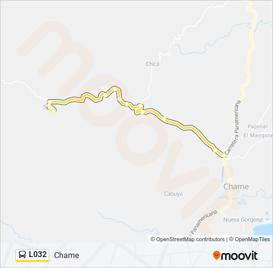 Mapa de L032 de autobús