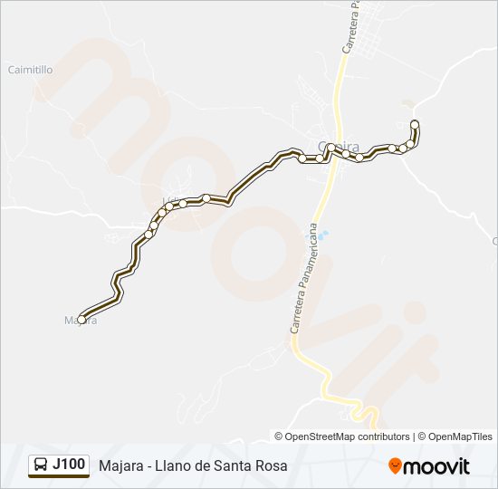 Mapa de J100 de autobús