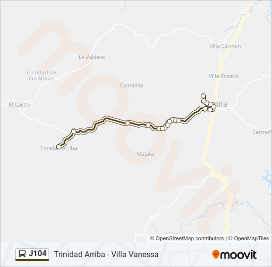 Mapa de J104 de autobús