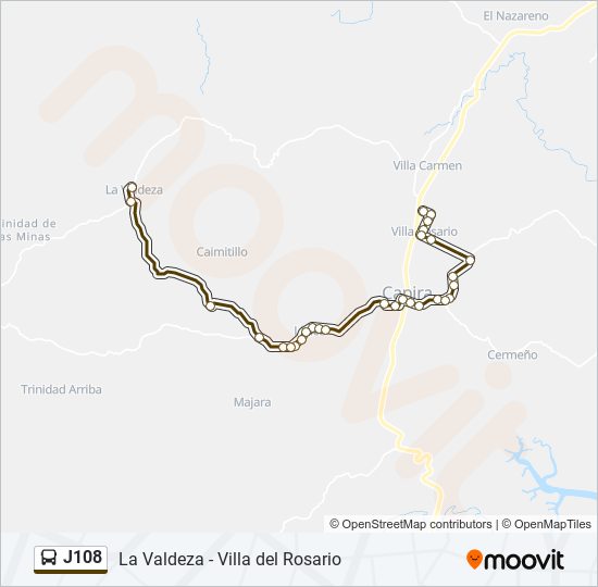 Mapa de J108 de autobús