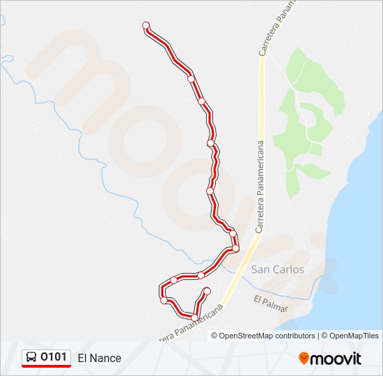 Mapa de O101 de autobús