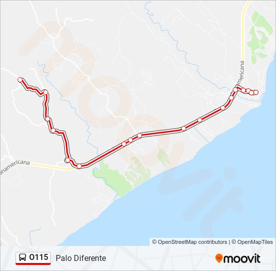 Mapa de O115 de autobús