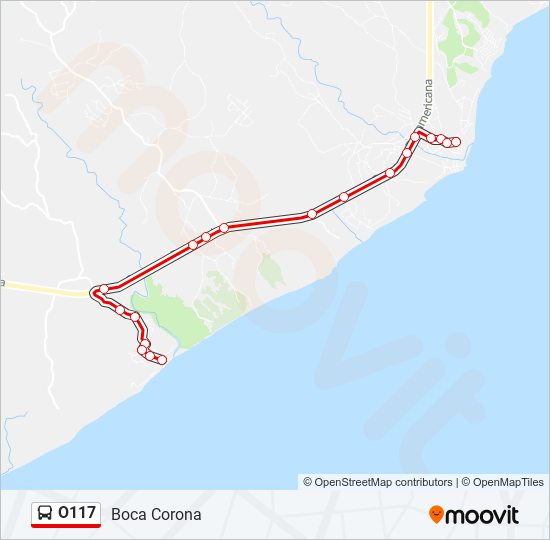 Mapa de O117 de autobús