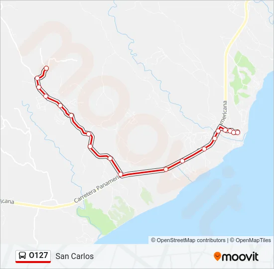 Mapa de O127 de autobús