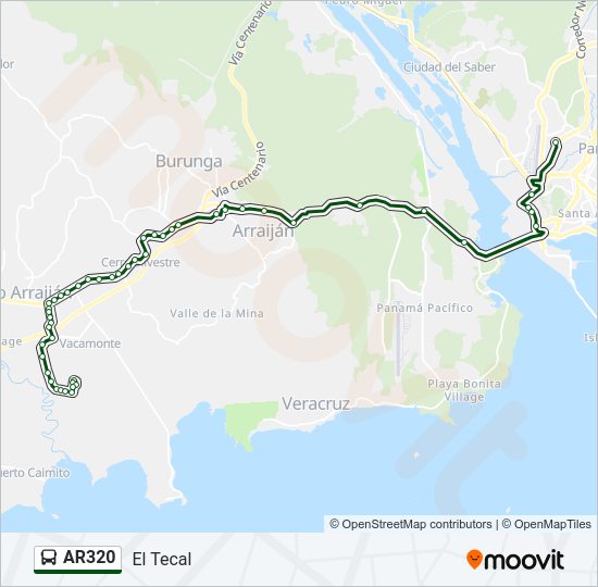 Mapa de AR320 de autobús