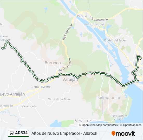 AR334 bus Line Map
