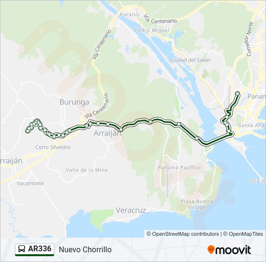 Mapa de AR336 de autobús
