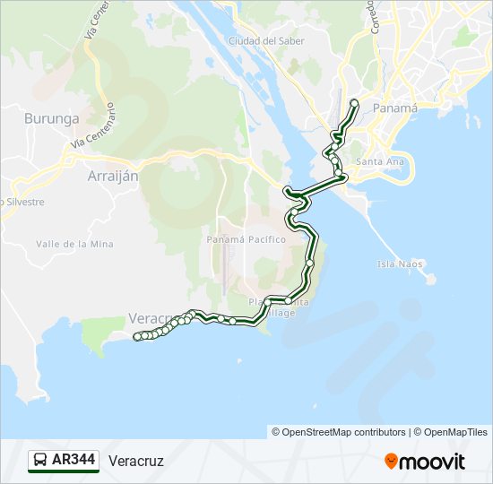 Mapa de AR344 de autobús