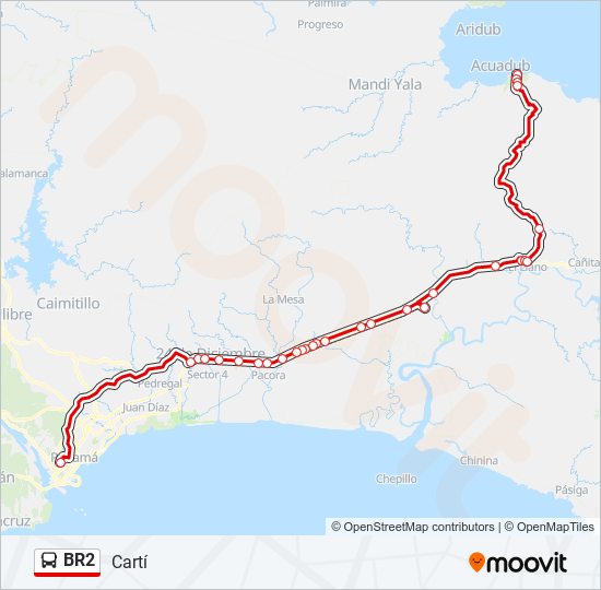 Mapa de BR2 de autobús