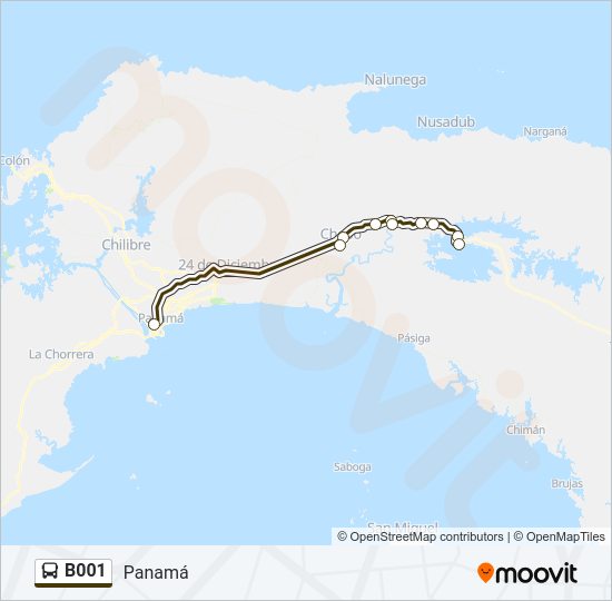 Mapa de B001 de autobús