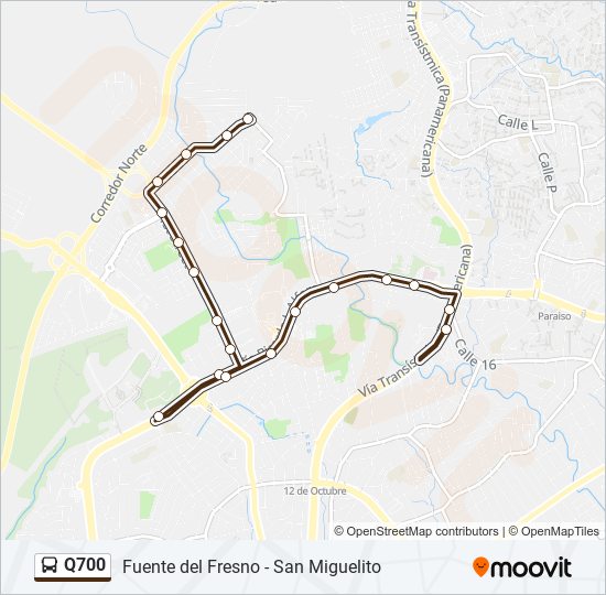 Mapa de Q700 de autobús