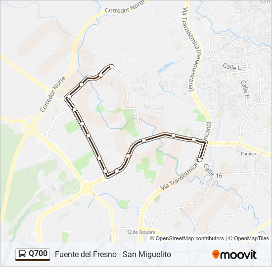 Mapa de Q700 de autobús