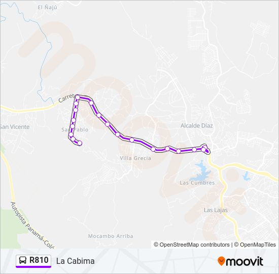 Mapa de R810 de autobús