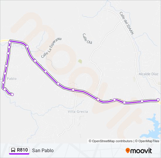 Mapa de R810 de autobús