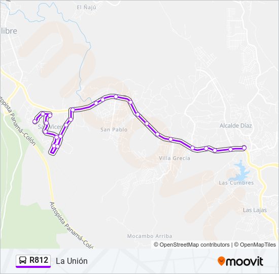 Mapa de R812 de autobús