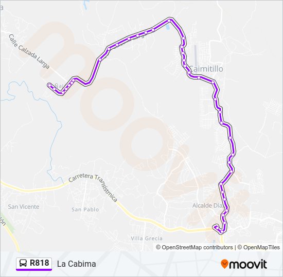 Mapa de R818 de autobús