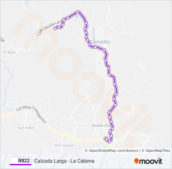 Mapa de R822 de autobús